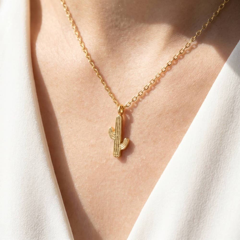 Desert Cactus Pendant Necklace