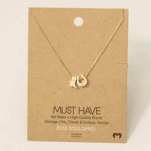 Cowboy Boots Horse Shoe Charm Necklace