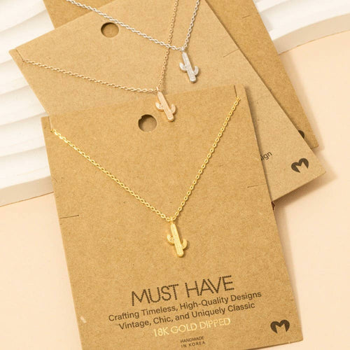Desert Cactus Pendant Necklace